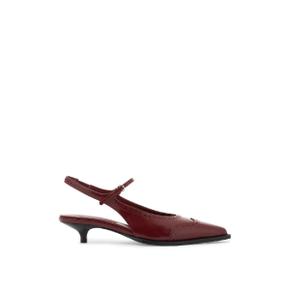 여성 brushed leather slingback brogue with Red