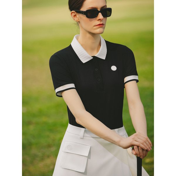Classic Rib Polo Top (black)