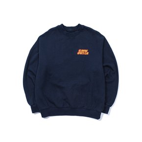 Flame Logo Loose Fit Sweat Shirt -Navy-