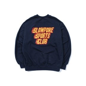 Flame Logo Loose Fit Sweat Shirt -Navy-