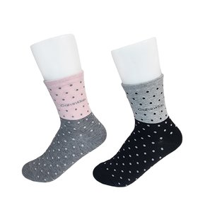 B12230숙녀 중목 칼라 배색도트 2족세트
