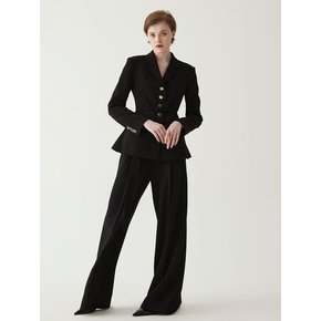 Highwaist Classic Wide Pants -Black