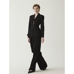 Highwaist Classic Wide Pants -Black