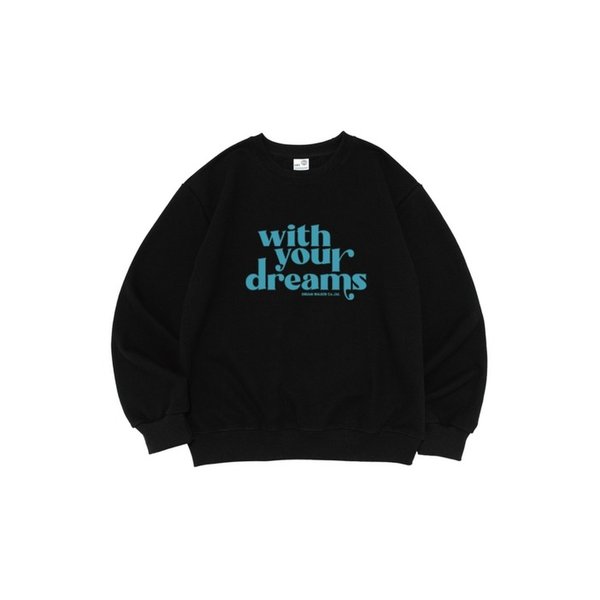 [기모선택] 위드 유어 드림 맨투맨 (블랙)