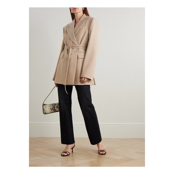 스포트막스 투빙가 벨트 그랑 드 푸드르 울 블레이저 베이지 46376663162879082