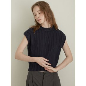Sleeveless knit vest (dark navy)