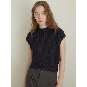 Sleeveless knit vest (dark navy)