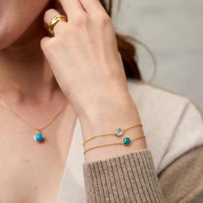 아우리 주얼리 팔찌 B2142 Brooklyn Chrysoprase & Gold Vermeil Bracelet