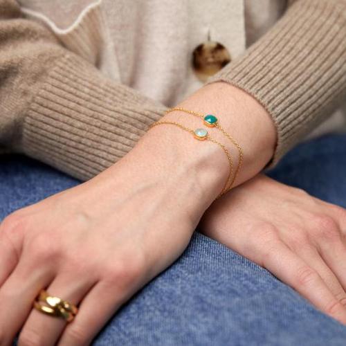 아우리 주얼리 팔찌 B2142 Brooklyn Chrysoprase & Gold Vermeil Bracelet