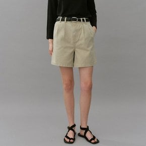 denim tuck shorts (beige)