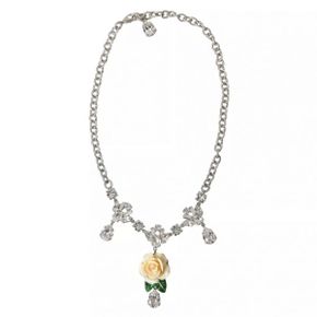 5388136 Dolce  Gabbana Brass Clear Crystal Roses Pendants Womens Necklace