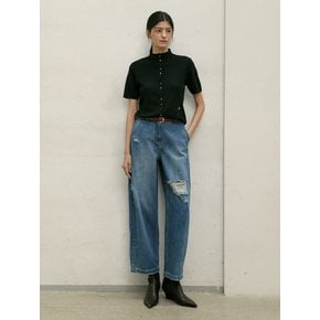 데미지 배럴핏 데님 팬츠-L1H32DSL030