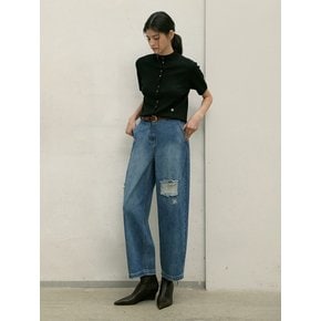 데미지 배럴핏 데님 팬츠-L1H32DSL030
