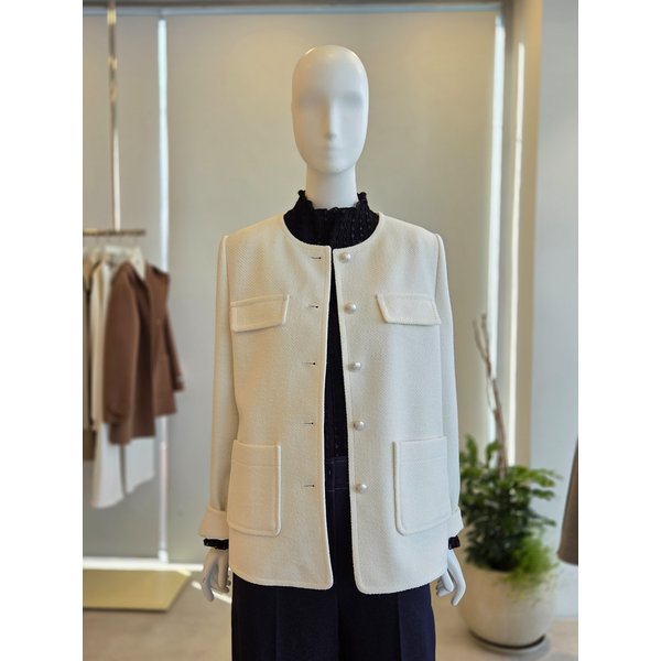 [여주점] [더 아이잗] 여성 울 트위드 라운드넥 롱 재킷 (IS3M0JK821)