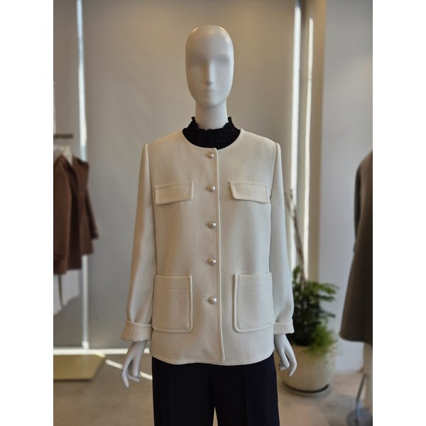 [여주점] [더 아이잗] 여성 울 트위드 라운드넥 롱 재킷 (IS3M0JK821)