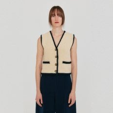 ZITA V-neck Knit Vest - Beige