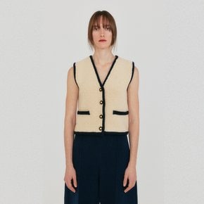 ZITA V-neck Knit Vest - Beige