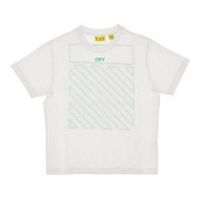 [해외배송] 오프화이트 주니어 다이애고널 스트라이프 크루넥 티셔츠 44BAA002S26J004 100