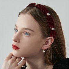 [하스X티오유] Velvet puff pearl headband_LVH004