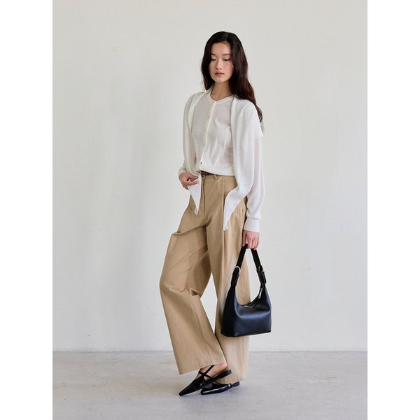 Cotton Pintuck Pants (Beige)