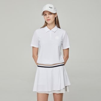 BOSS [BOSS GOLF] 여성 골프 더블B 쿼터 집업 반팔 폴로 셔츠 화이트(BIMTW226501)