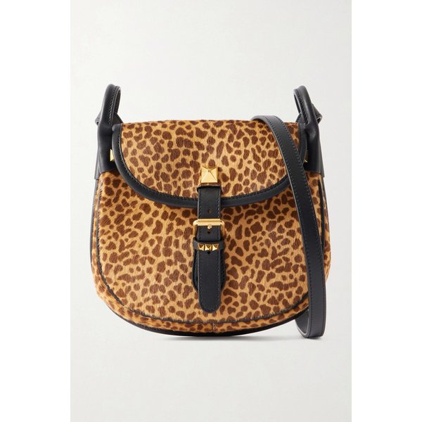 플라뇌즈 스몰 스터드 가죽 트리밍 레오파드 숄더백 46376663162984948