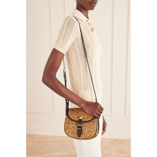 플라뇌즈 스몰 스터드 가죽 트리밍 레오파드 숄더백 46376663162984948