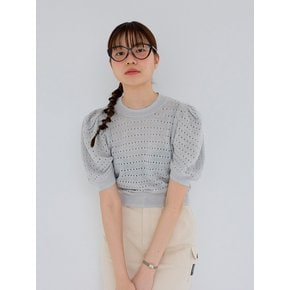 AR_Hollow puff sleeve knit top_BLUE