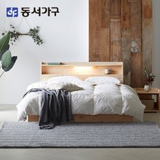 네오 LED 편백원목 통마루 침대 퀸프레임 NEO294