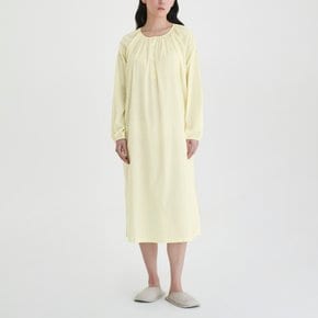 여 퓨어 코튼 긴팔 파자마 원피스(YELLOW / NAVY)