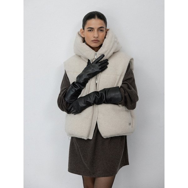 Shetland wool alpaca puffer vest_Lamb