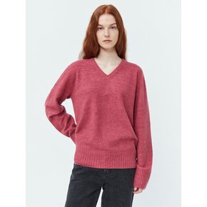 Whole Garment V-neck Wool Knit (Wine)