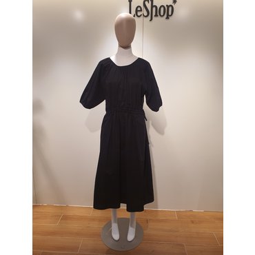 르샵 라운드넥 반팔 허리끈 스모킹 롱원피스 L2F26WOP020