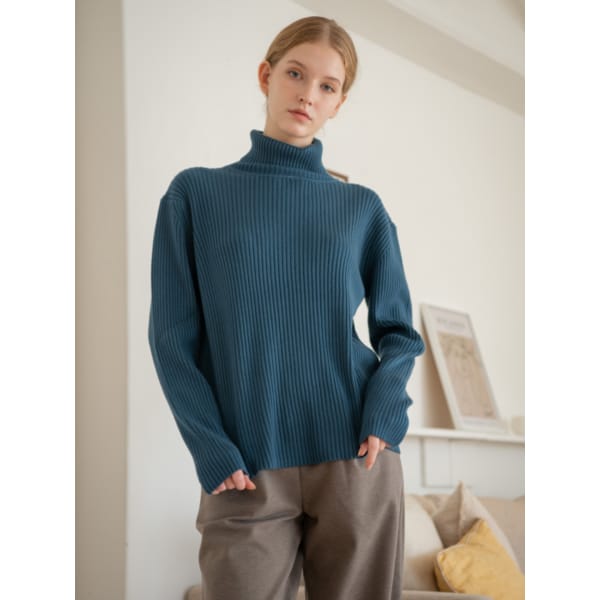 WED_Half nck pola Knit_NAVY