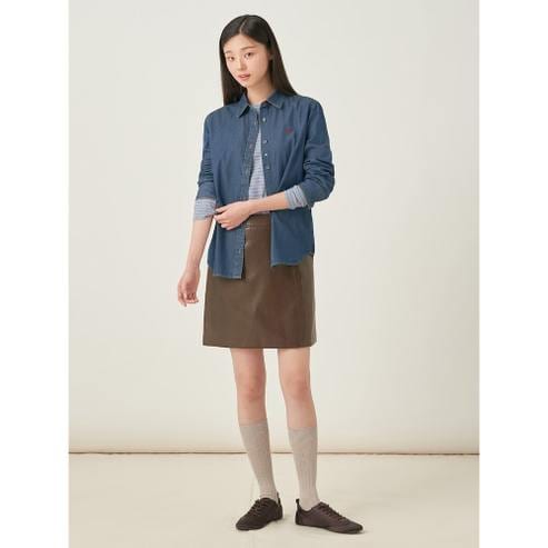 빈폴레이디스 인조가죽 미니스커트  브라운 (BF5727C91D)