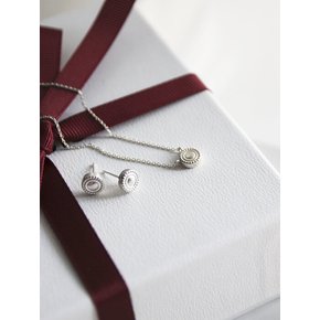 [SET] dot stud necklace+earring-silver