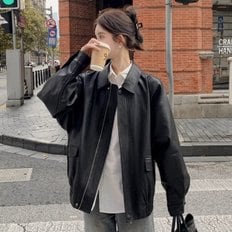  오버핏 여성 라이더 레더자켓