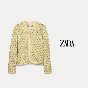 자라 ZARA 여성 가디건 ZW컬렉션 크로셰 라인스톤 카디건