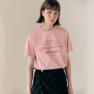 로라로라 VINTAGE NOUVELLE LOGO HALF T-SHIRT PINK