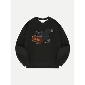 Cat biting Teddy bear Sweatshirt AMM1208 (Black)