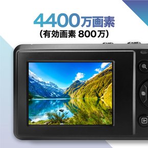 BLUEWIDE 컴팩트 디지털 카메라 4400만 화소 4K 동영상 오토포커스 디지털 줌 16배 블랙