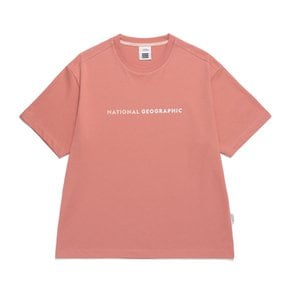 N242WTS110 여성 오버핏 홀로그램 로고 반팔 티셔츠 PINK