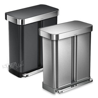  심플휴먼 58L 듀얼 스테인리스 휴지통 SIMPLEHUMAN DUAL COMPARTMENT RECTANGULAR 58-LITER STEP