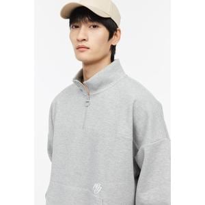 H&M 루즈핏 지퍼 디테일 와플 텍스처 스웨트셔츠 라이트 그레이 멜란지 1184075001