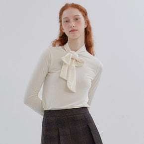 RIBBON SCARF TURTLENECK TOP_IVORY