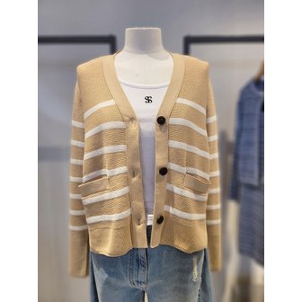 시슬리 [여주점] 브이넥 스트라이프 니트 가디건(SAKCA4611)