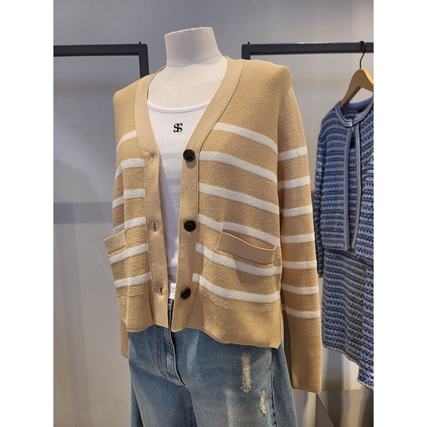 [여주점] 브이넥 스트라이프 니트 가디건(SAKCA4611)