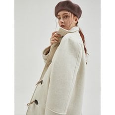 Wool High Neck Toggle Half Coat Ivory