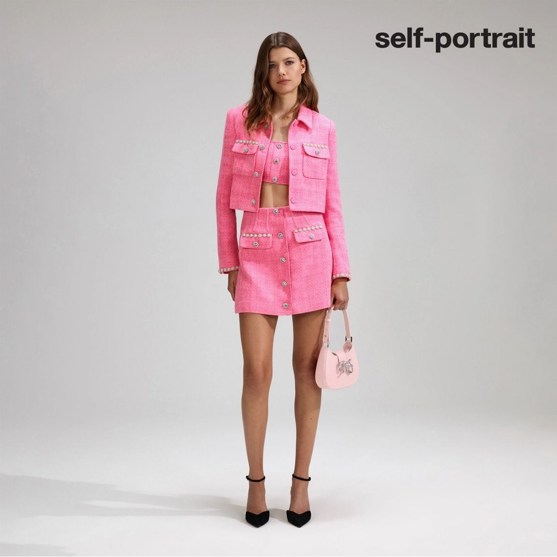 [self-portrait] 핑크 부클레 자켓 (SS23-131J-P), 신세계백화점