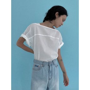 [24 SUMMER][SALT Label] SQUARE RIP BLOUSE_WHITE